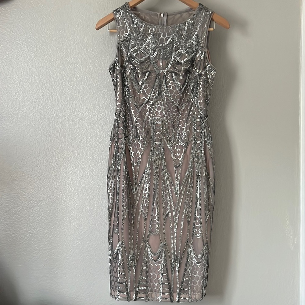 Calvin Klein Silver Sequined Dress
